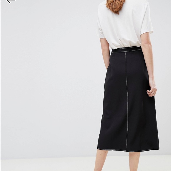 ASOS contrast stitch midi Skirt - Picture 4 of 5